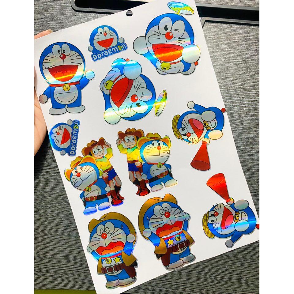 DDXM-V10- 48 TEM MẠ CROM HÌNH ĐÔRÊMON DORAEMON, DECAL TRANG TRÍ XE, TEM DÁN XE MÁY