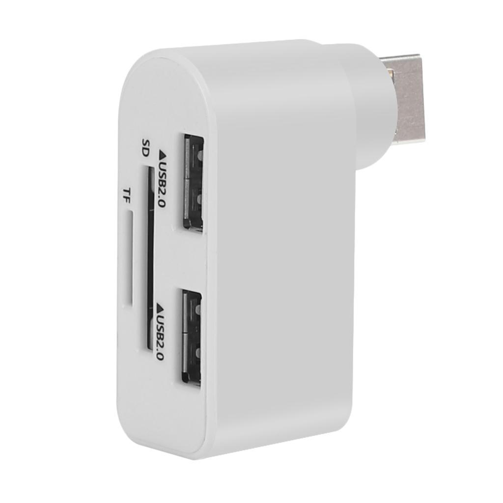 White Multi USB 2.0 Hub 360° Rotate Splitter ABS Adapter Converter For Notebook