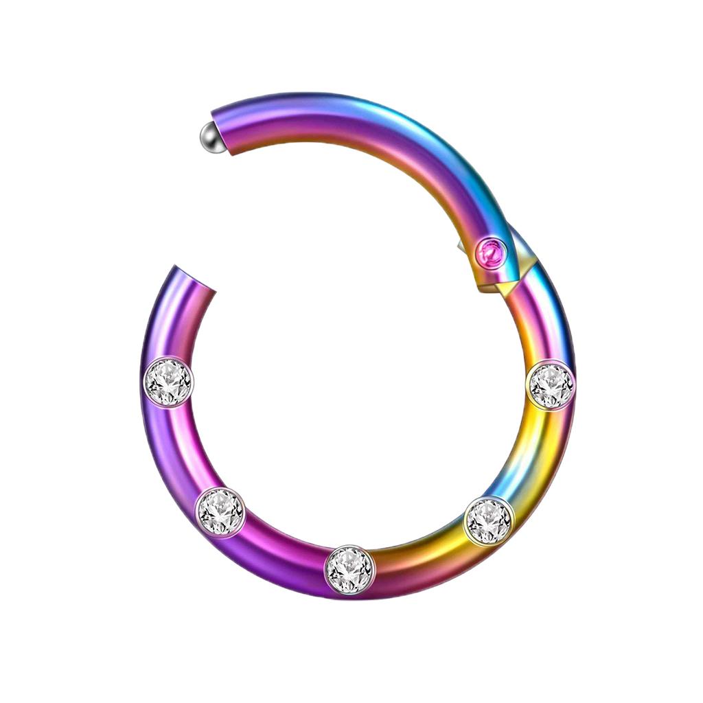 Crystal Stainless Steel Fake Septum Clicker Nose Ring Non-piercing Colorful