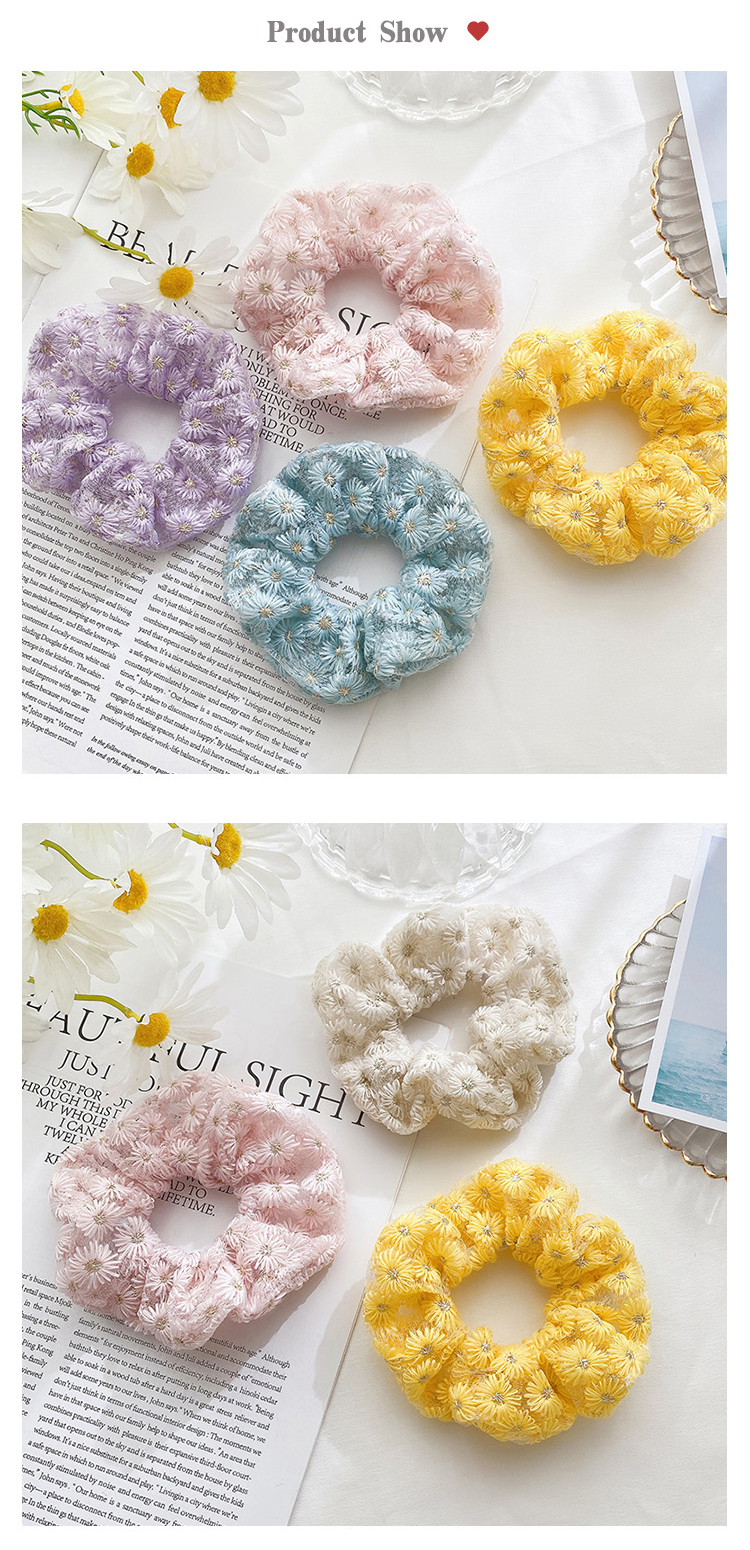 Dây buộc tóc Vintage srunchies thêu hoa dễ thương HD141
