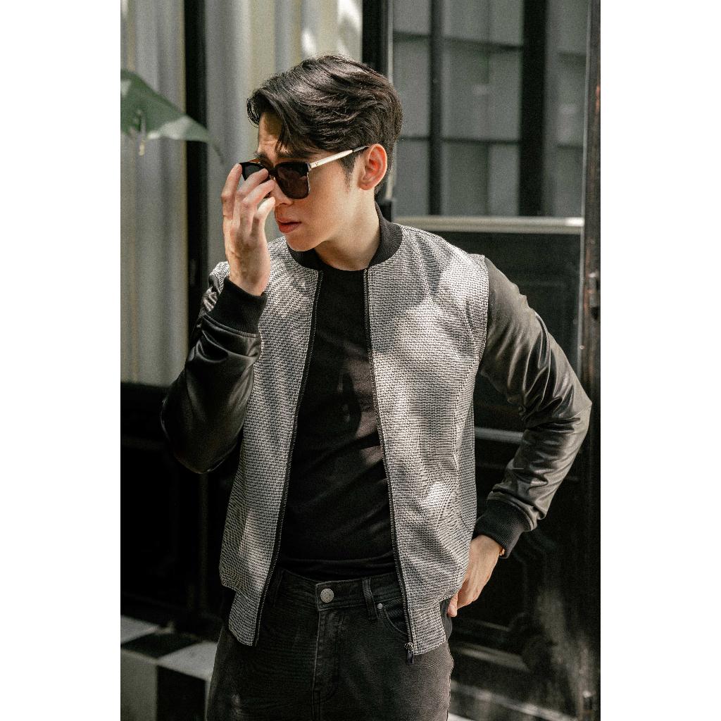 Áo Khoác Nam BY COTTON Patter Mix Leather Jacket Bomber
