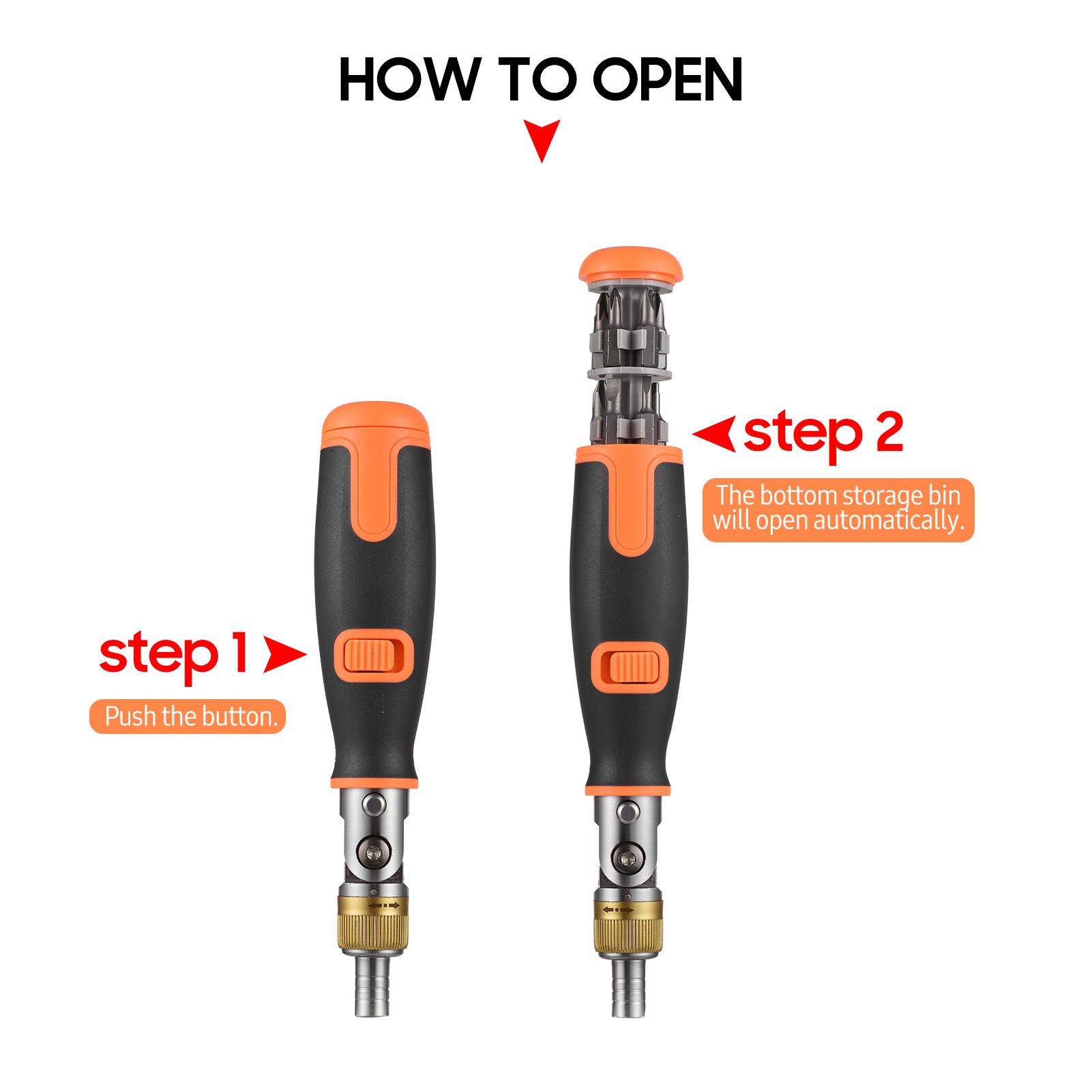 Two-way Ratchet Screwdriver 10-in-1 Multi-bit Ratchet Screw Drivers Set 6.23mm Adjustable Nut Driver Tool