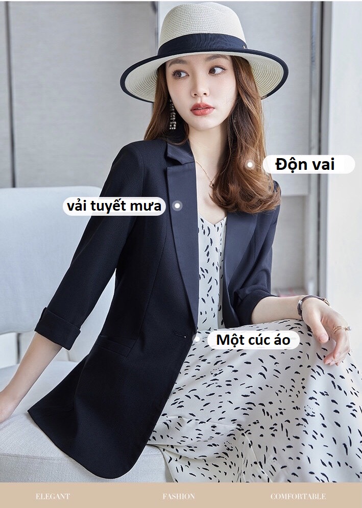 Áo khoác vest nữ cổ lụa ngắn tay lỡ, blazer nữ công sở form suông thiết kế trẻ trung chất tuyết mưa màu đen trắng xanh dễ phối đồ đi chơi dạo phố sự kiện tiệc cưới lễ hội