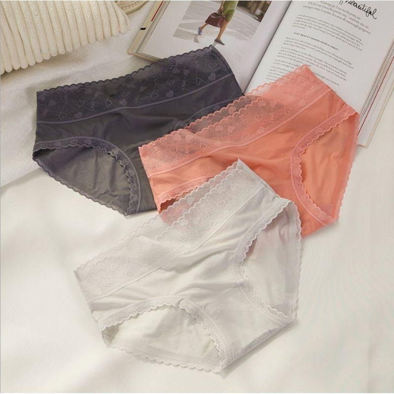 10 quần lót cotton ren không đường may cao cấp