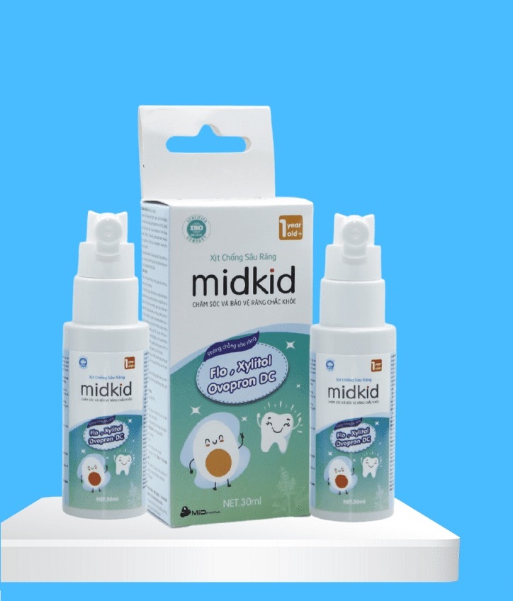 Combo 2 hộp Xịt chống sâu răng Midkid, chăm sóc và bảo vệ răng cho bé từ 1 tuổi (30ml)