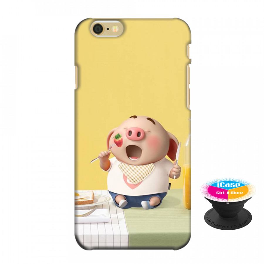 Ốp lưng nhựa dẻo dành cho iPhone 6S in hình Heo Con Ăn Sáng - Tặng Popsocket in logo iCase - Hàng Chính Hãng