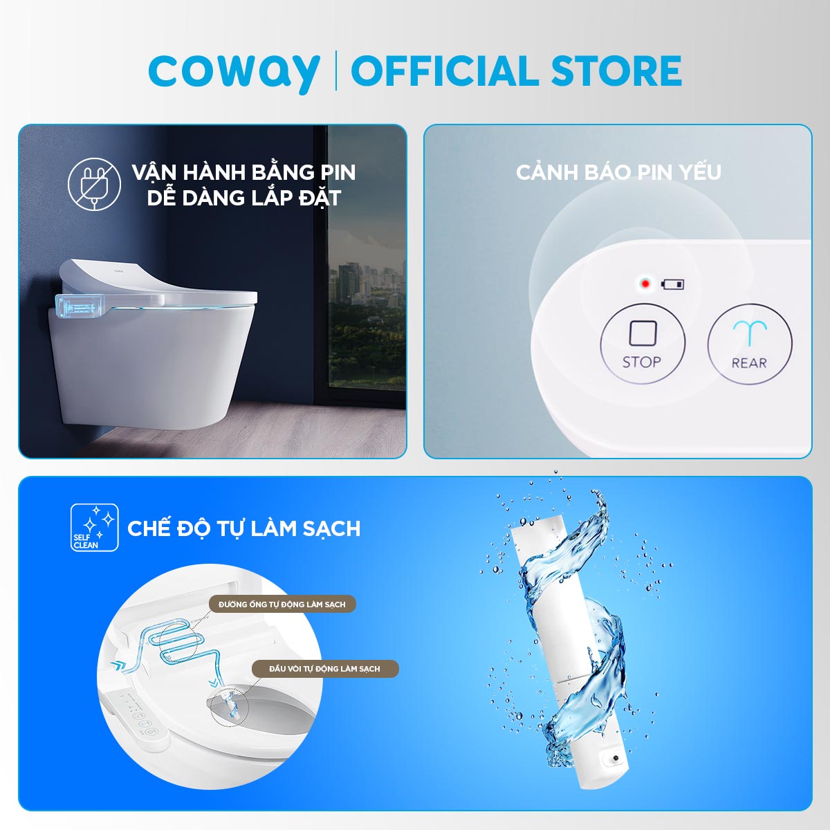 Nắp bồn cầu thông minh Coway Bateri Bidet BA35-A - Hàng chính hãng