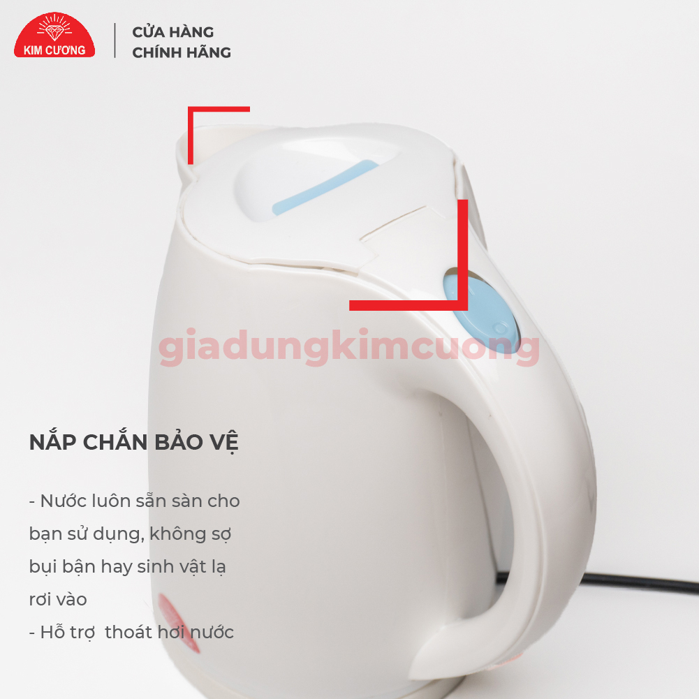 Ấm Đun Siêu Tốc Kim Cương 1.8 Lít Nhựa Cao Cấp - Hàng Chính Hãng