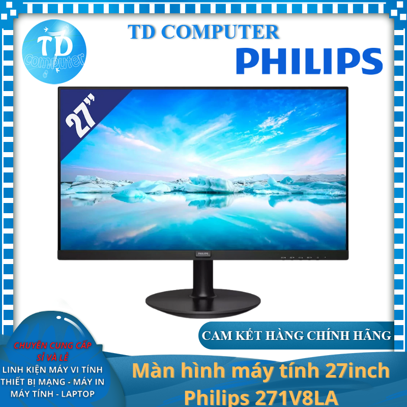 Màn hình máy tính 27inch Philips 271V8LA (27&quot; VA FHD 75Hz, HDMI+VGA) - Hàng chính hãng DigiWorld phân phối