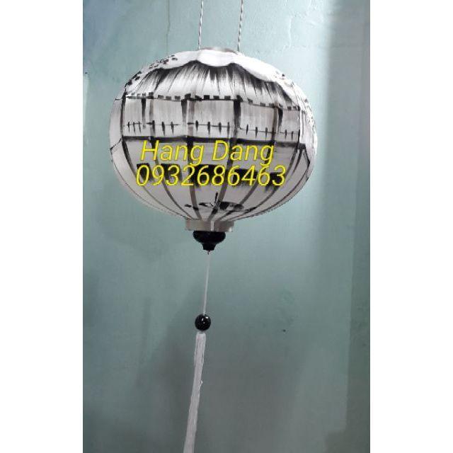 Đèn lồng tre vẽ Hội an dáng tròn hoặc tỏi size 30cm hoặc 45cm: vẽ chùa cầu, màu tùy chọn
