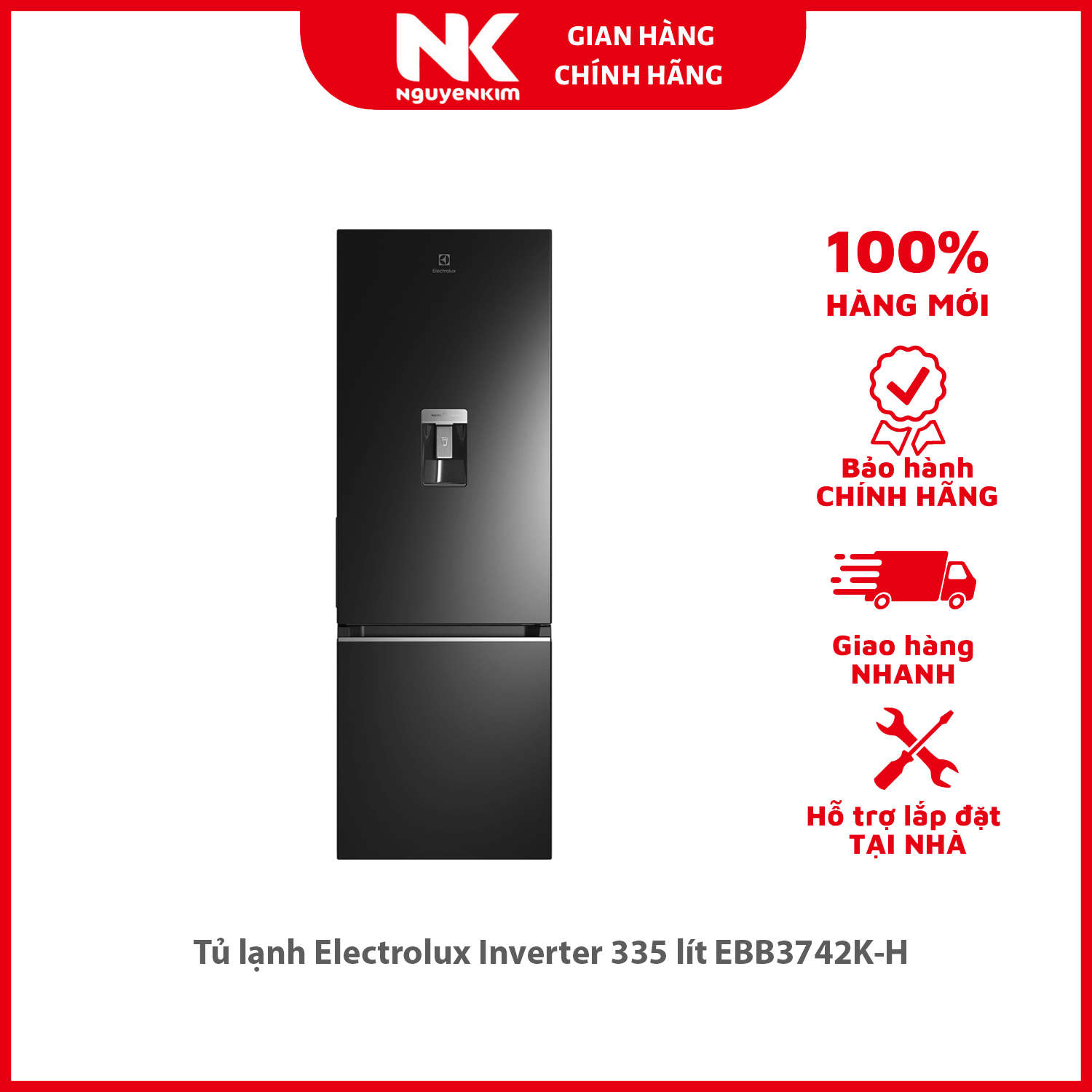 Tủ lạnh Electrolux Inverter 335 lít EBB3742K-H - Hàng chính hãng [Giao hàng toàn quốc]