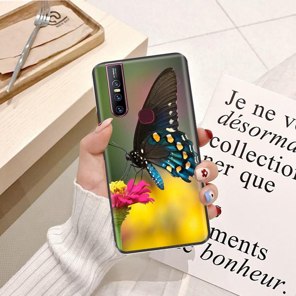 Ốp lưng dành cho ViVo Y85 Viền dẻo TPU hình Cánh Bướm Xanh