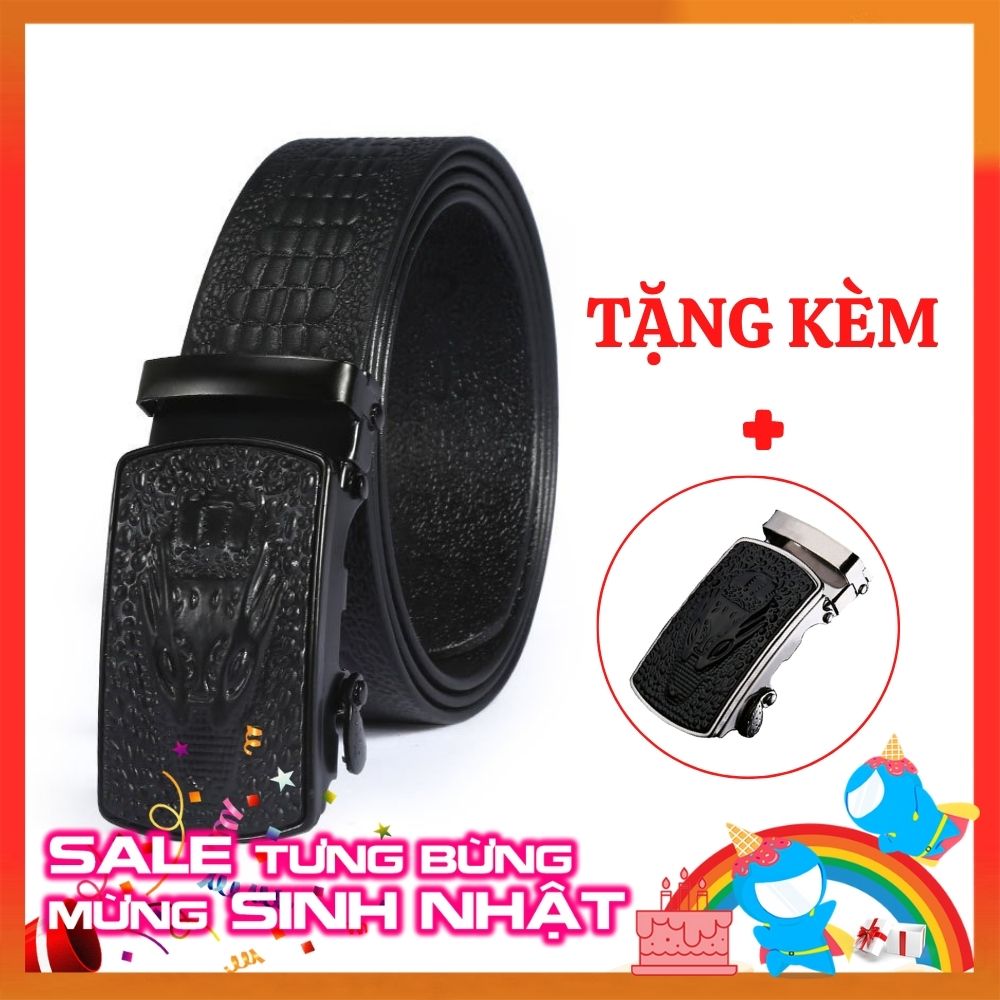 Thắt lưng nam mặt cá sấu cao cấp khóa tự động DL10B – Tặng kèm 1 mặt khóa – Dây lưng nam vân cá sấu cao cấp – Dây nịt nam thiết kế sang trọng, lịch lãm