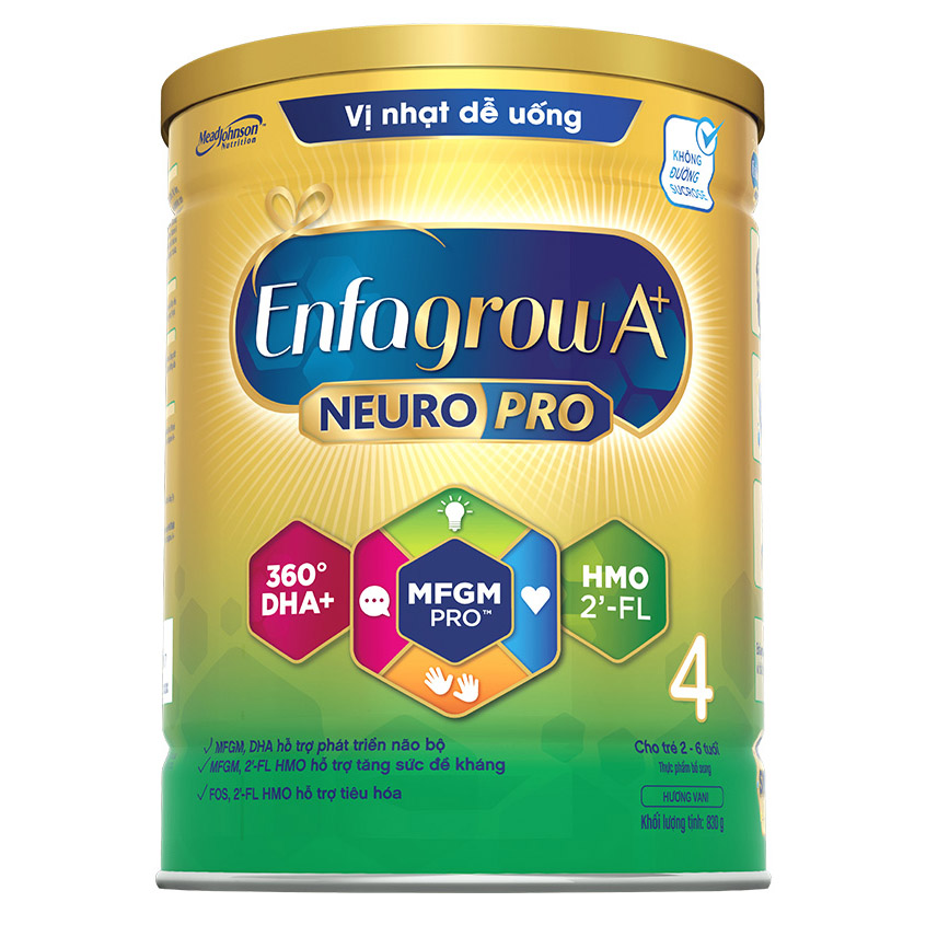 Sữa bột Enfagrow A+ NeuroPro 4 với 2’-FL HMO cho trẻ từ 2 – 6 tuổi – 830g