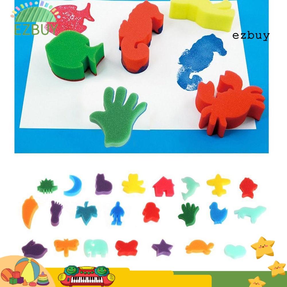 EY-24Pcs Animal Palm Drawing Sponges Kids Art Craft Painting Home Educational Toys