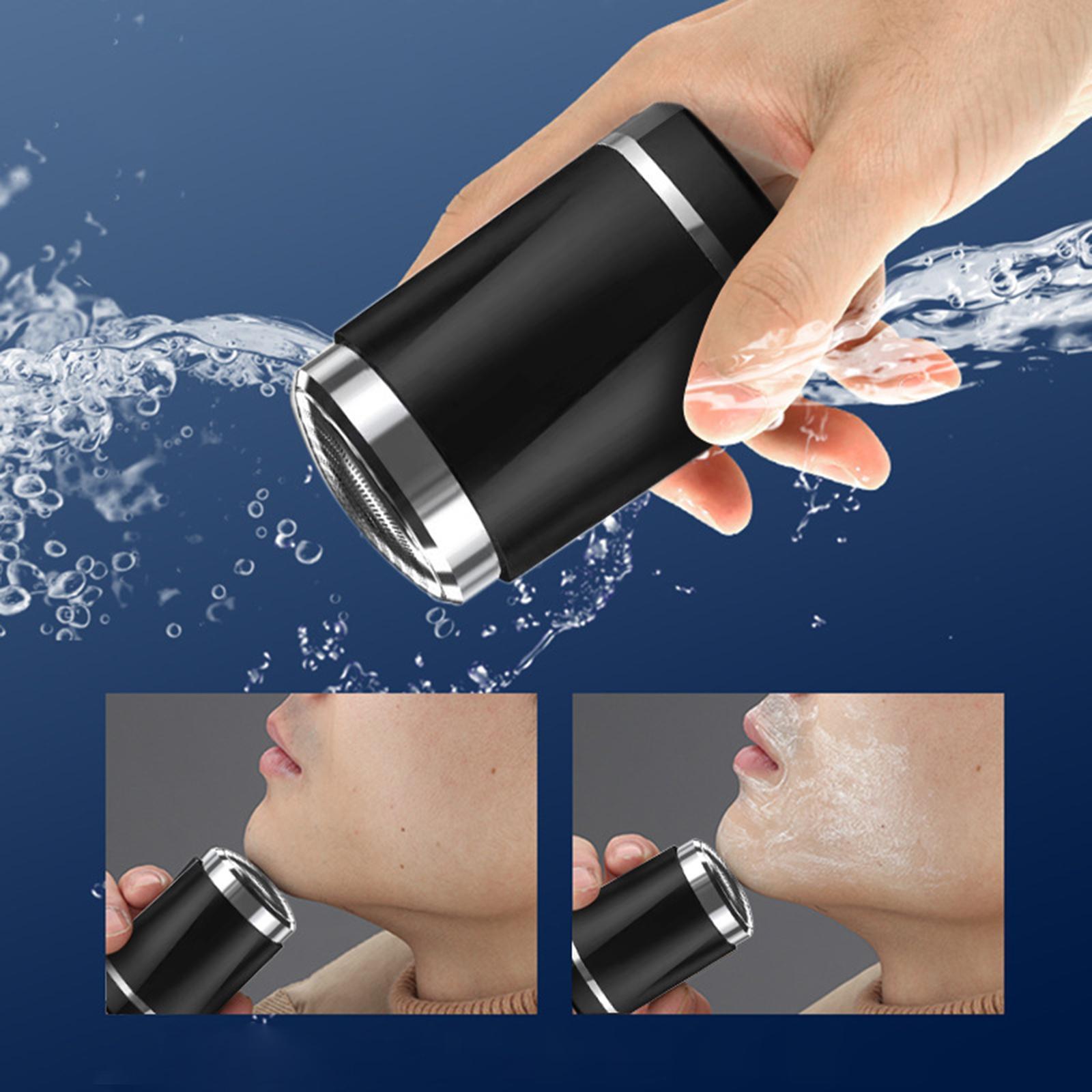 Handheld Men Waterproof Mini Electric Shaver, Triple Blade Rechargeable Quick Charging Washable Beard Razor for Travel Office Adults Men
