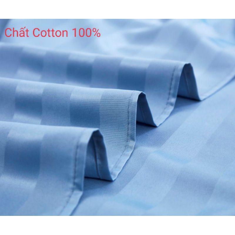 Bộ Chăn Ga Gối Cotton Họa Tiết Kẻ 3f Khách Sạn Cao Cấp Nhập Khẩu Nhiều Màu