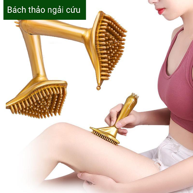 Set 2 Bàn Chải Massage Hình Tam Giác 3 đầu. Dụng cụ massage bàn chà tiên vàng đả thông kinh lạc