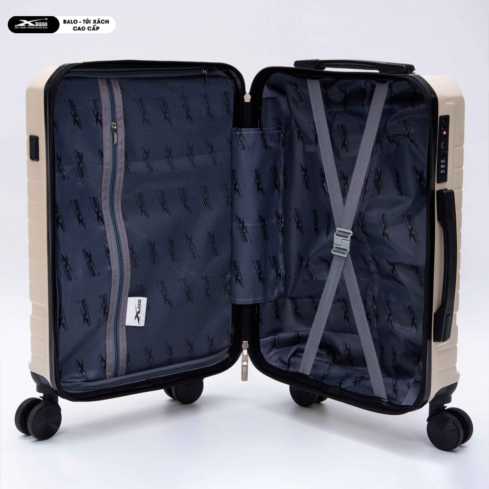 Vali Kéo 20 Inch Cao Cấp Xbags White Titan Pro Màu Kem Sang Trọng Hiện Đại,Chống Va Đập, Có Khóa TSA, Cổng Sạc USB Tiện Lợi XB6105!