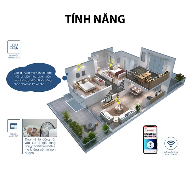 Ổ cắm đa năng tiện lợi điều khiển từ xa wifi