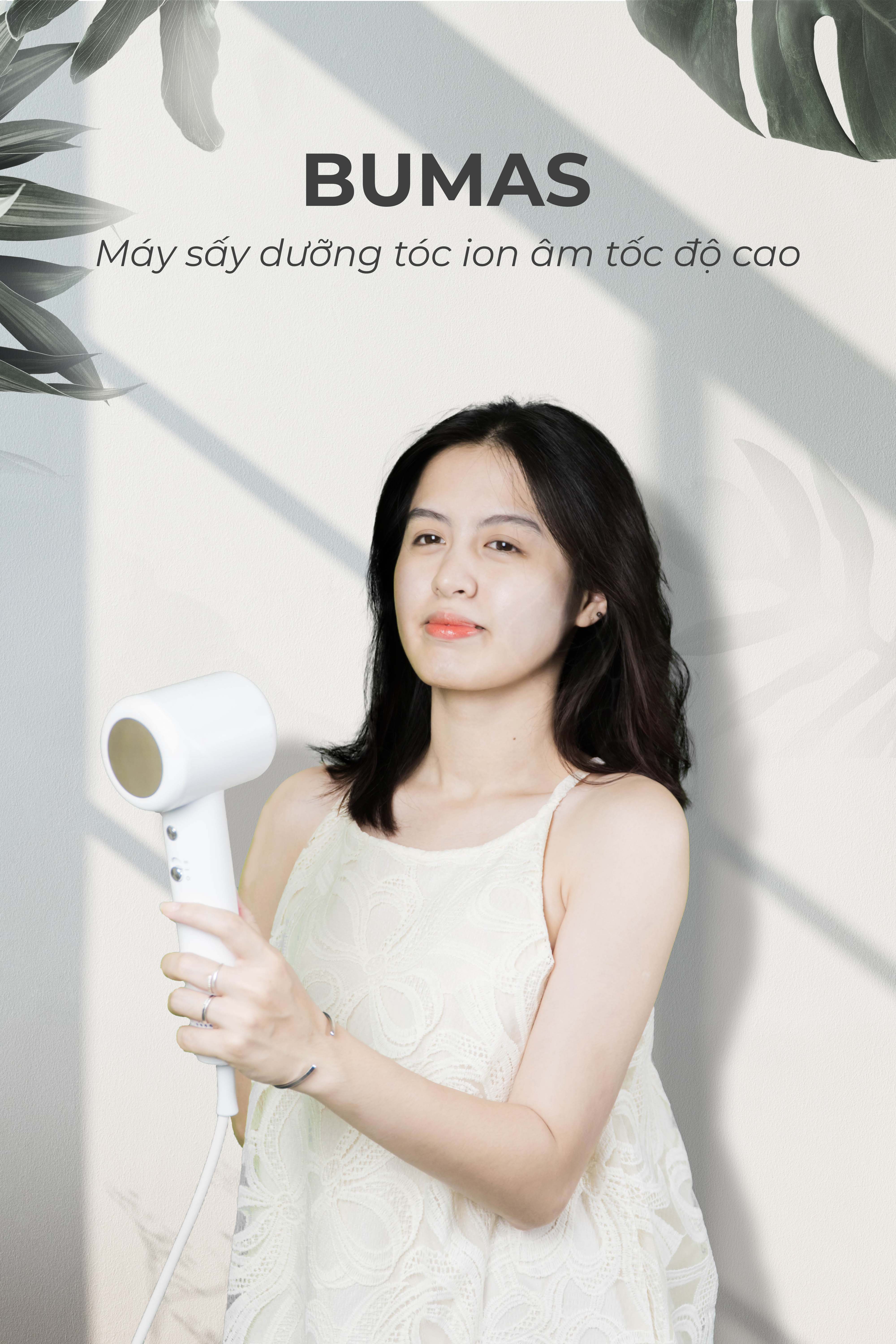 Máy Sấy Dưỡng Tóc Ion Âm Bumas H3 - 3 Phút Sấy Khô Nhanh - 4 Chế độ Sấy - 2 Chế độ gió - Tự Động Vệ Sinh Máy - Hàng Chính Hãng