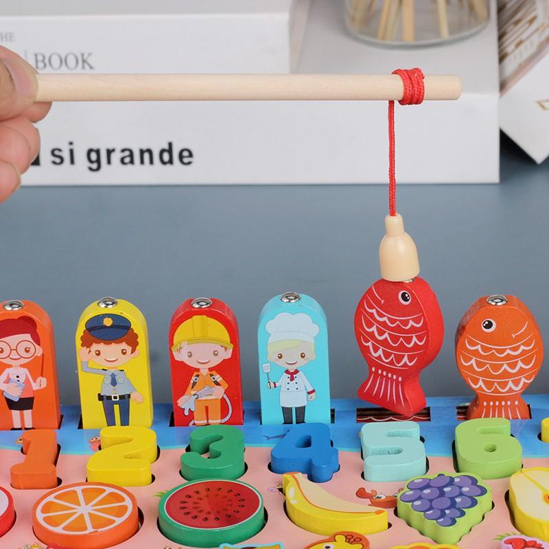Bộ câu cá gỗ 5 hàng nhiều chủ đề cho bé yêu
