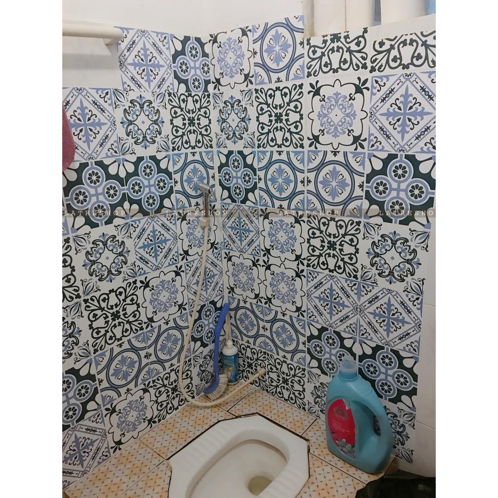 Miếng decal dán bếp dán tường nhà tắm decor chịu nhiệt dễ lau chùi đề can loại 1 - Aqua - khổ 40x60cm 0005