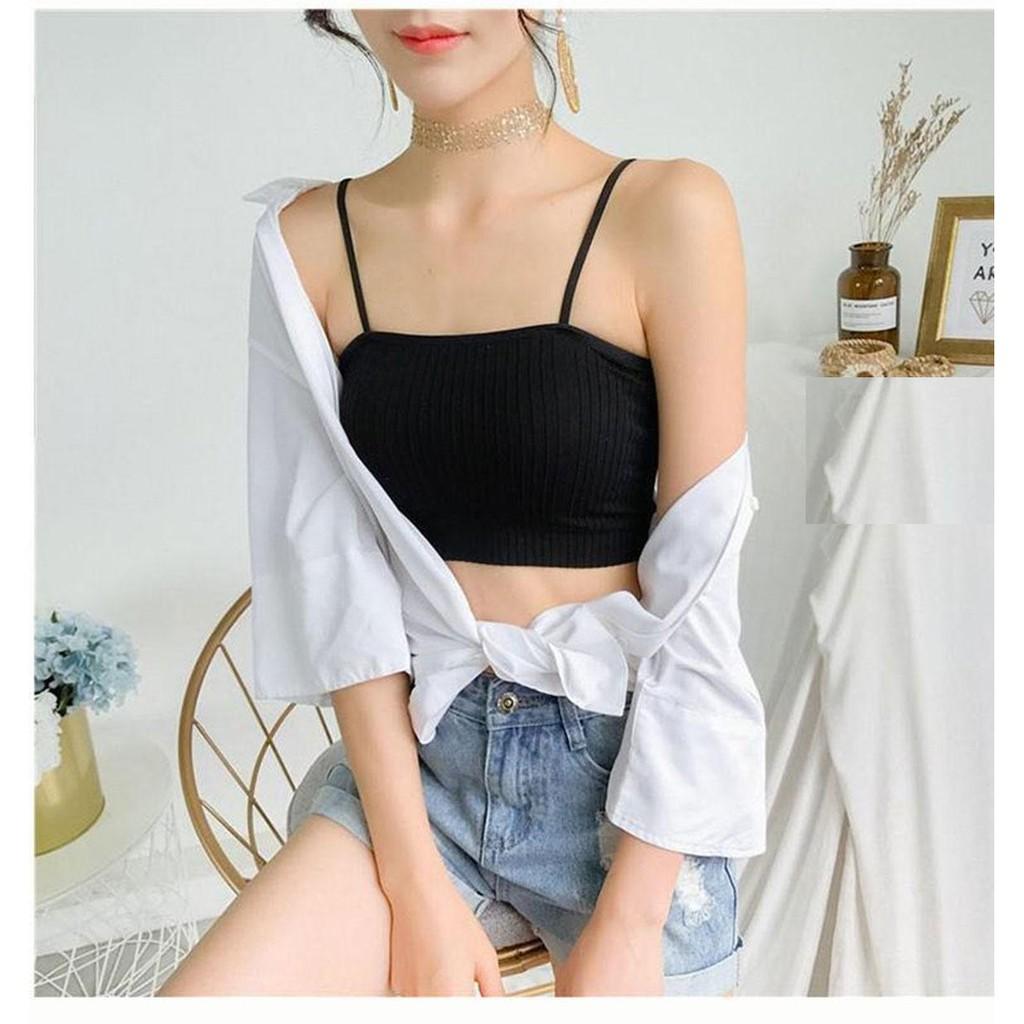 Áo lót nữ, áo bra quây 2 dây gân tăm cho phái đẹp