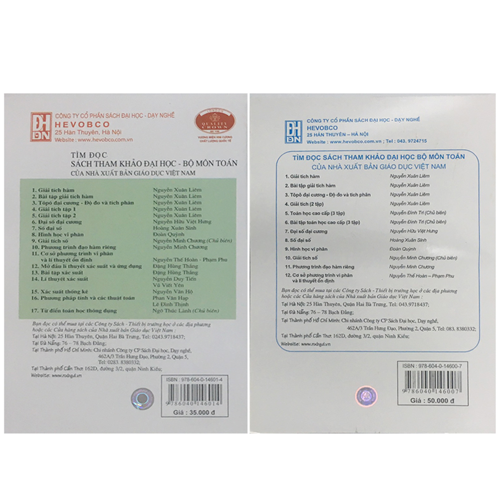 Combo Bộ Sách Toán Cao Cấp Tập 2 + Bài Tập Toán Cao Cấp Tập 2 ( Phép Tính  Giải Tích Một Biến Số)