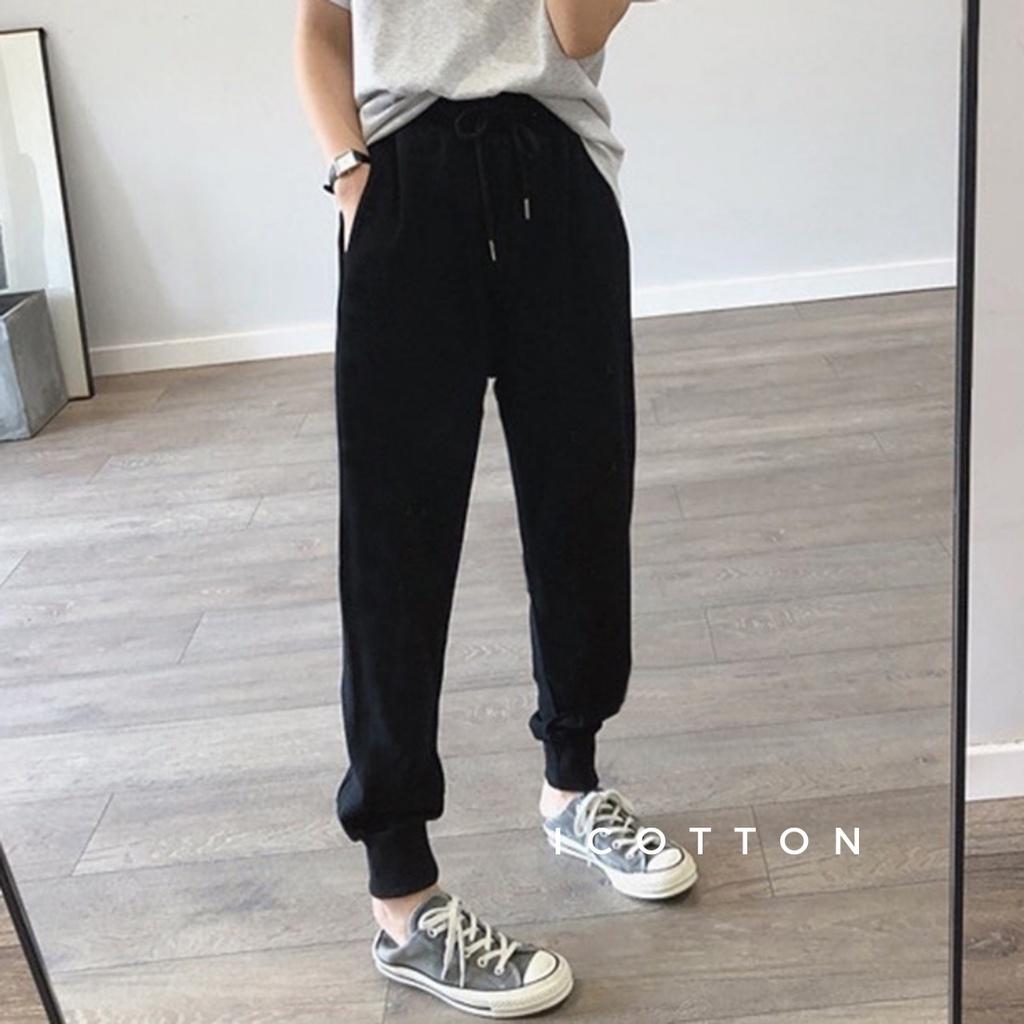 Quần nỉ da cá nữ bo gấu Icotton