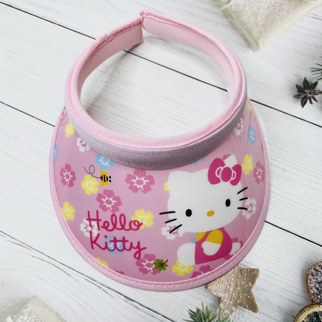 Mũ nửa đầu, nón đi biển cho bé in hình mèo hello kitty đáng yêu, cực sành điệu