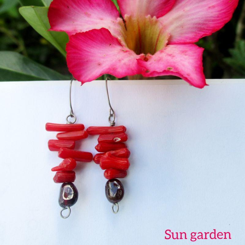 Bông tai san hô đỏ red caral