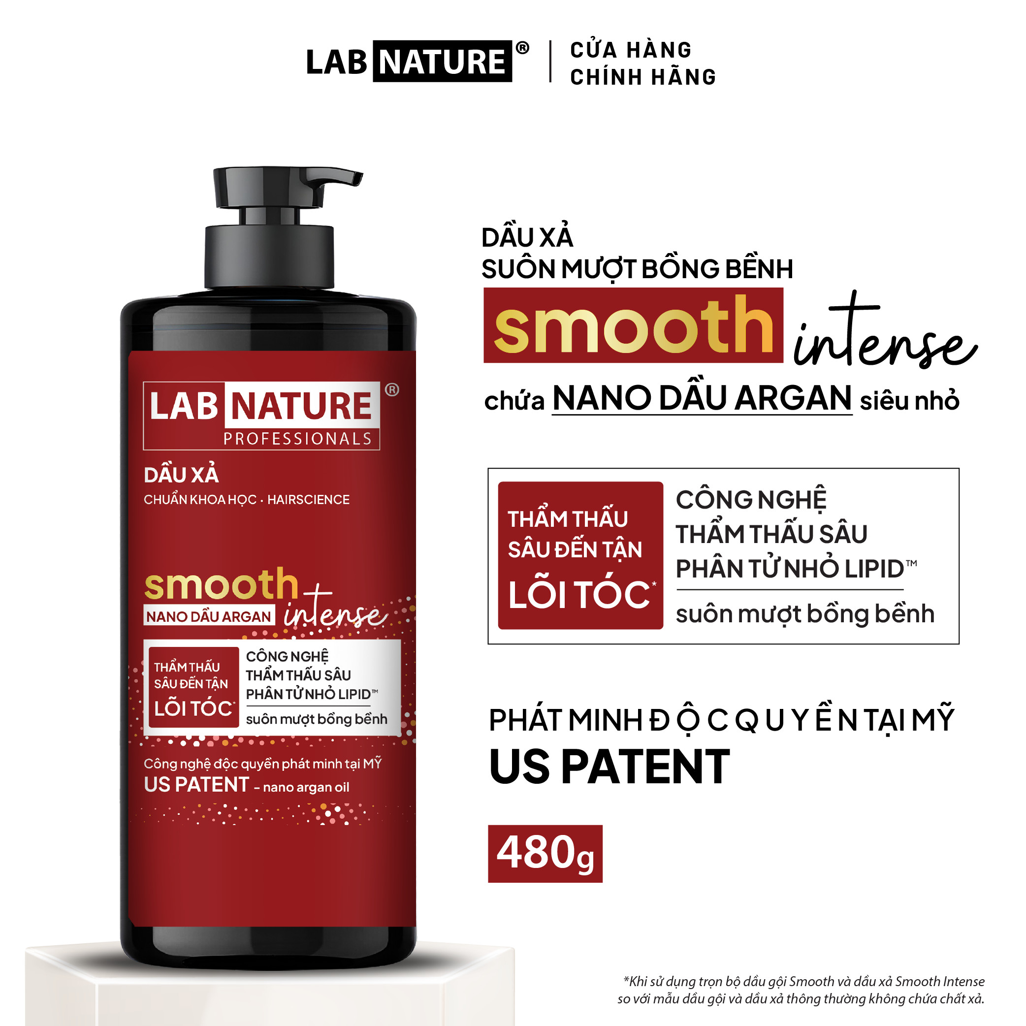 Dầu xả Lab Nature Smooth Suôn Mượt Bồng Bềnh - Công nghệ thẩm thấu sâu đến tận lõi tóc - 480g