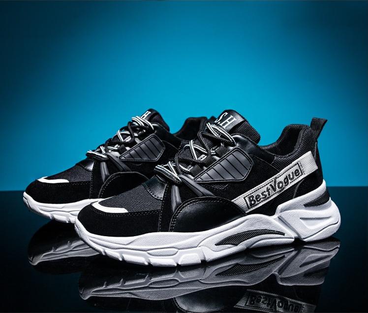 Giày Sneaker thể thao nam cổ cao trắng đen phố họa tiết ST018