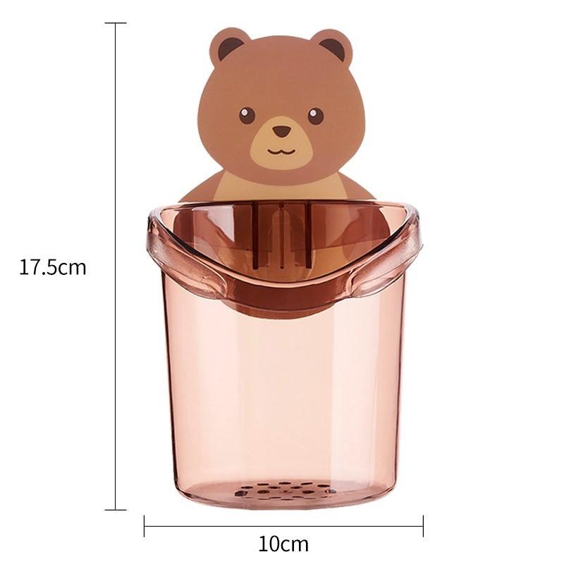 Cốc Gấu Gắn Tường Đựng Bàn Chải Kem Đánh Răng Đa Năng Nhà Tắm