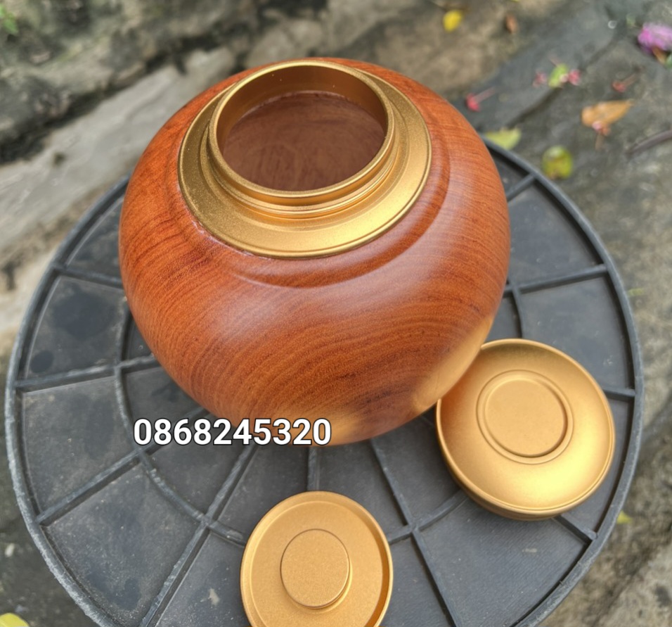 Hũ đựng trà bằng gỗ hương đá kt cao 18×14cm