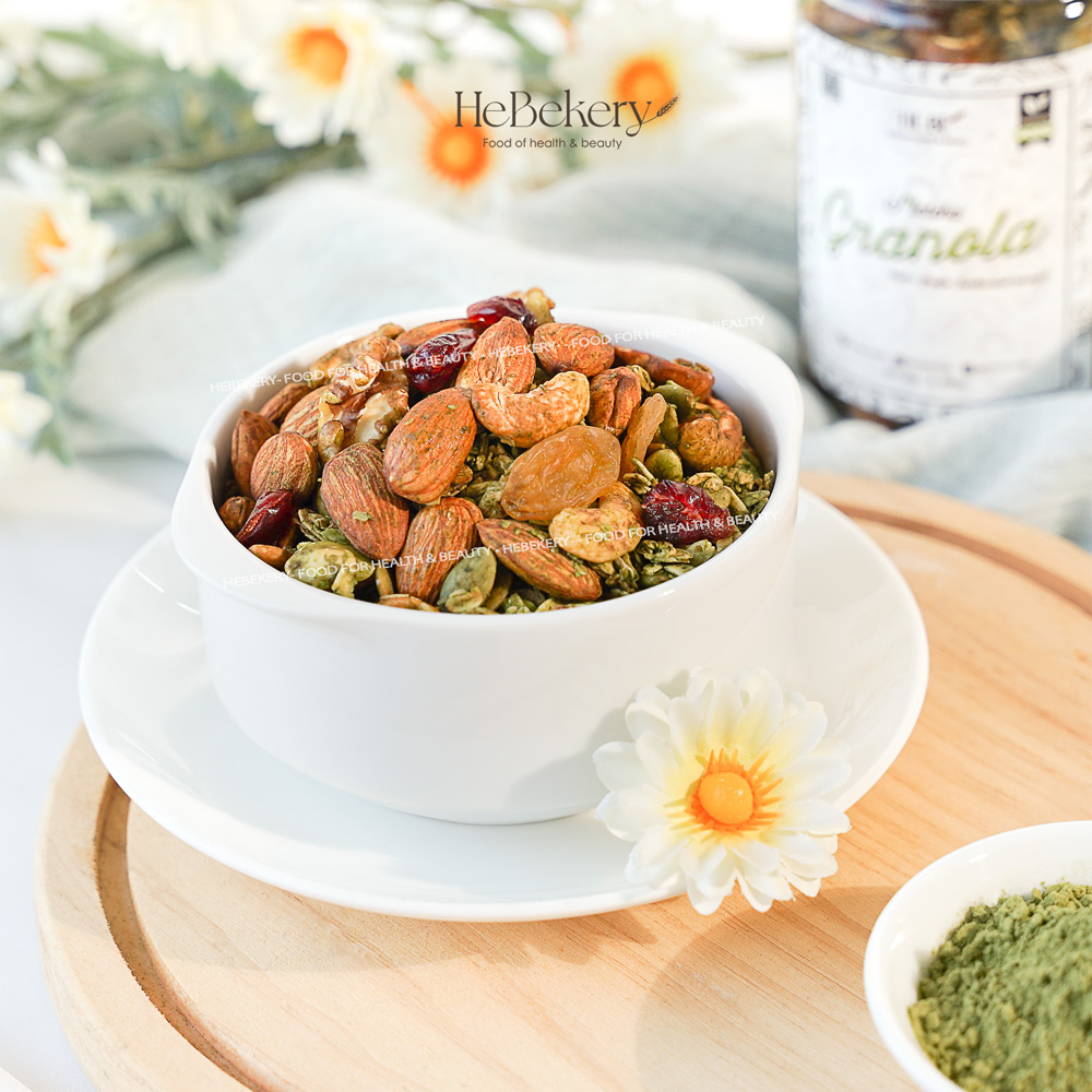 Combo 2 Túi 500gr Granola Nhiều Hạt Vị Matcha - Ngũ Cốc Ăn Kiêng Không Đường