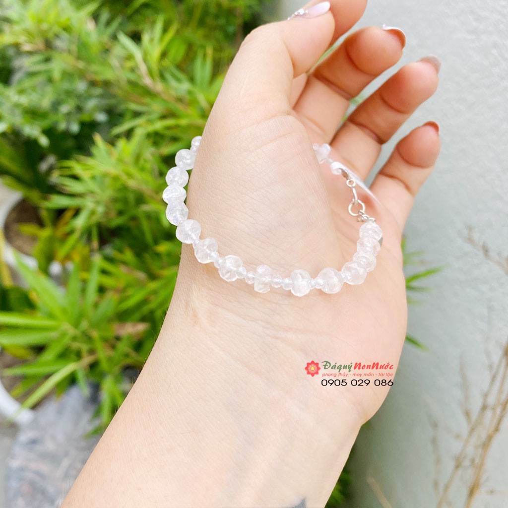 Vòng tay Nữ đá thạch anh mặt trăng Moonstone - đá Non Nước