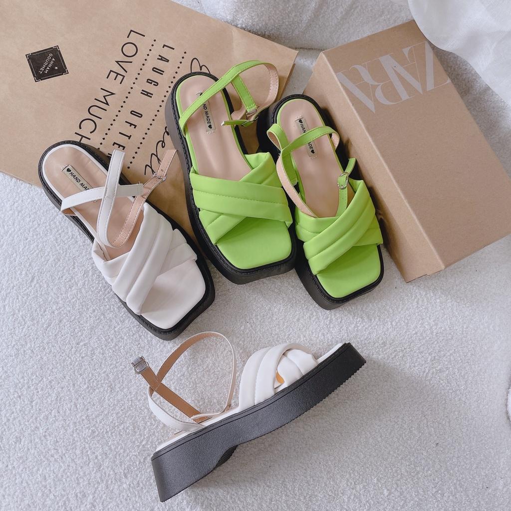 Giày sandal nữ ulzzang đế xuồng chéo trơn 4p đế mềm nữ Shoes Paradise SD015