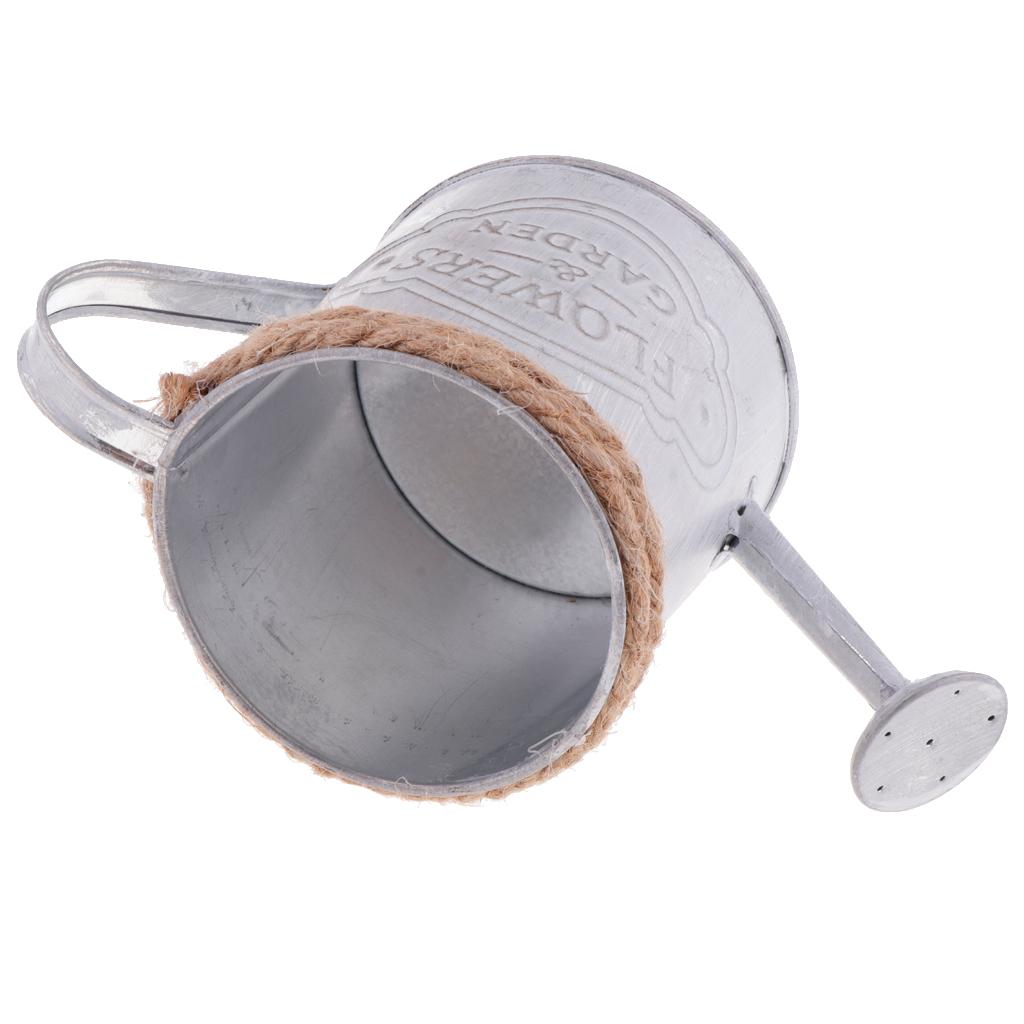 Watering Kettle Shaped Metal Flower Plant Bucket Pot Garden Decor