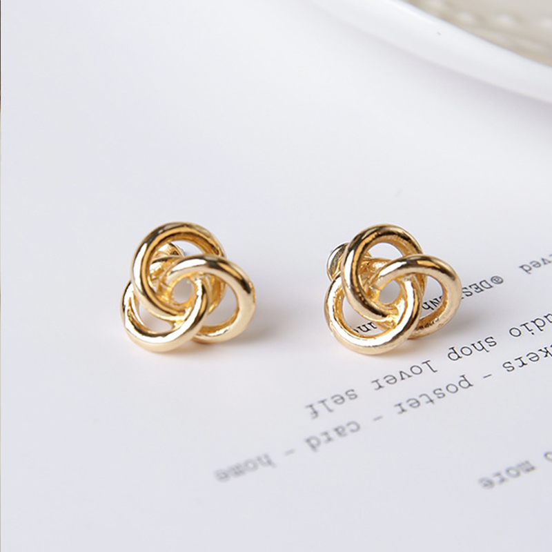 Bông Tai Nữ Nút Kim Loại Cách Điệu Phong Cách Châu Âu Sang Trọng