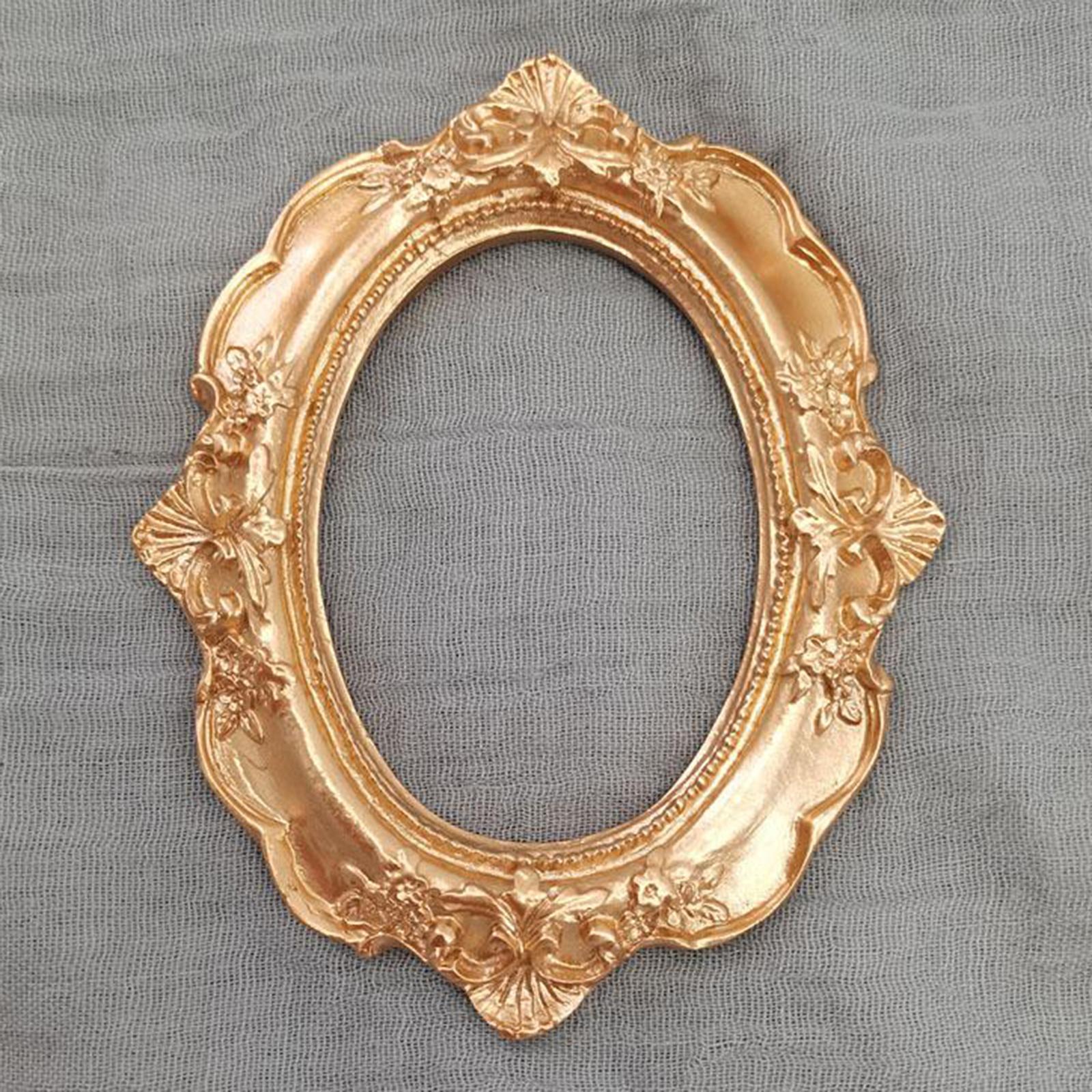 7X Vintage Photo Frame Carved Lace Resin Mini Picture Frame Photo Props Oval