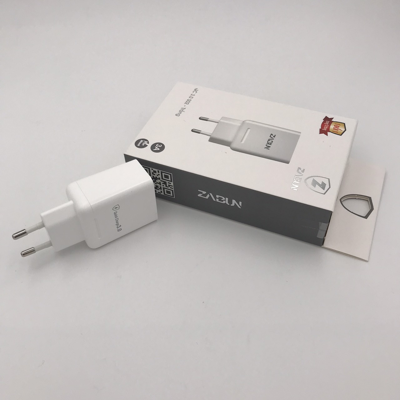 Củ sạc nhanh ZABUN 18W cho Iphome/ipad, samsung, Huawei, Xiaomi, Oppo  QC 3.0 S02 - Trắng - 1 cổng USB -  Hàng chính hãng