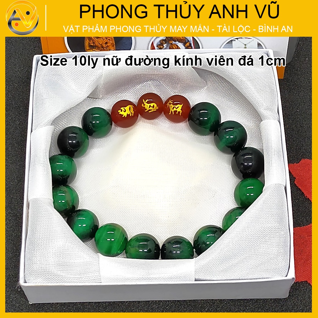 Vòng tam hợp quý nhân hợi mão mùi đá khai quang- chất liệu mắt hổ tự nhiên - size 8 10 12ly - may mắn tài lộc - Vòng Tam Hợp Anh Vũ