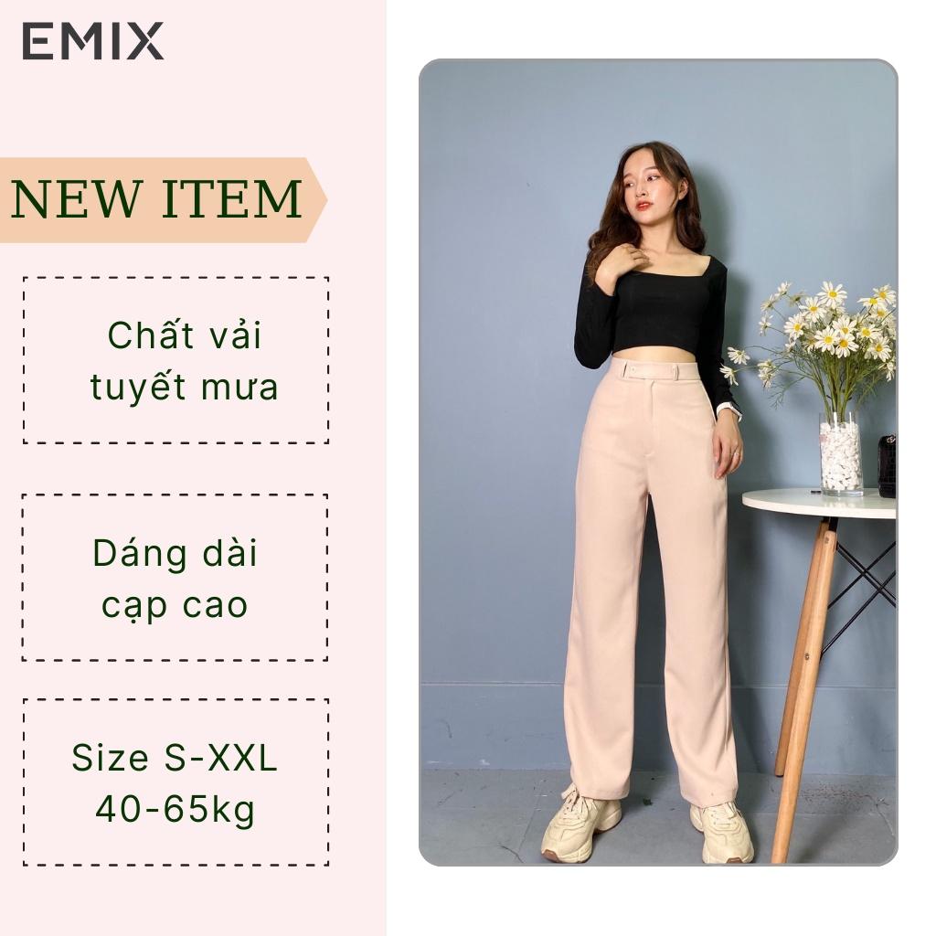 Quần tây nữ công sở 09 EMIX , ống suông, dáng dài 100cm, vải tuyết mưa dày đẹp, không nhăn, cạp nhỏ, tôn dáng