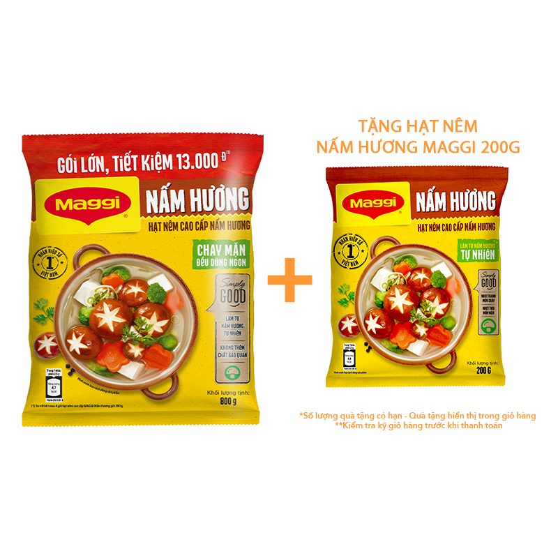 [Tặng Nước mắm táo] Hạt nêm cao cấp MAGGI Nấm Hương gói 800g