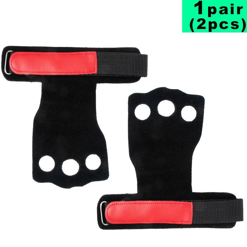 Gym Weightlifting Gloves 3 Holes Cowhide Leather Hand Grips Artistic Gymnastics Crossfit Grip Pull-ups Prevent Hand Blisters Rip