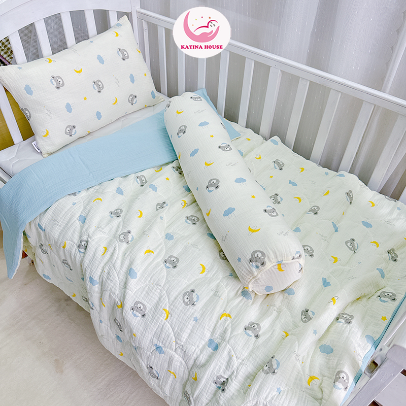 Combo gối mền cho bé Katina House, vải muslin mềm mại, thoáng khí và thấm hút tốt