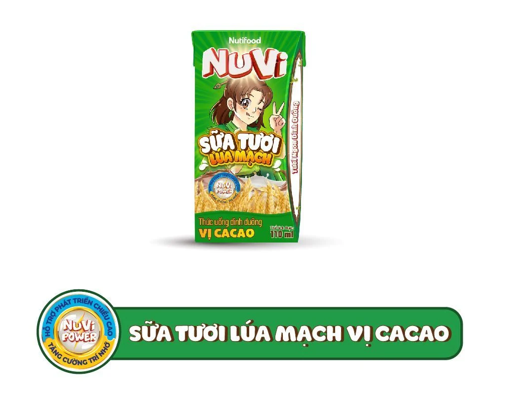 Thùng sữa Lúa Mạch Cacao Nuvi 110ml (48 hộp x 110ml)