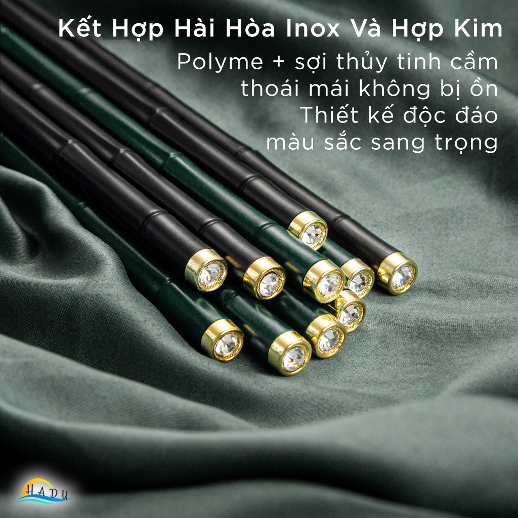 Đũa Ăn Cơm Inox 304 Chống Trượt Kiểu Hàn Quốc Cao Cấp Hình Cây Tre Sang Trọng HADU